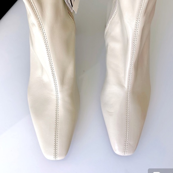 ZARA Ivory Soft Leather High Heeled Ankle Boots - Picture 5 of 16